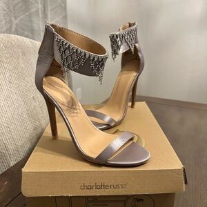Charlotte Russe “Shan” Gray High Heels Sandals Size 7